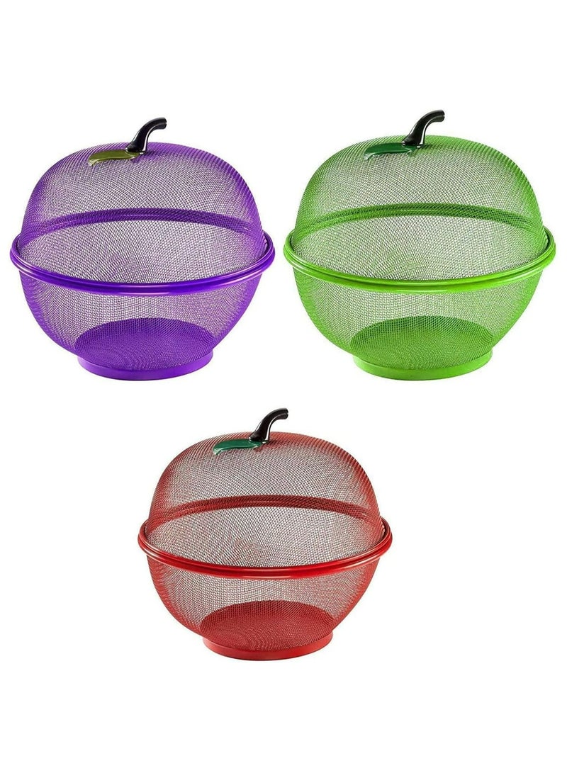 Fruit Mesh Basket Apple Shaped Metal Wire Mesh Holder Covered Fruit Bowl for Kitchen Counter Fruits Storage Drain Basket Strainers for Fruits and Vegetables Collection Basket for Fruits and Vegetables  - Image 2