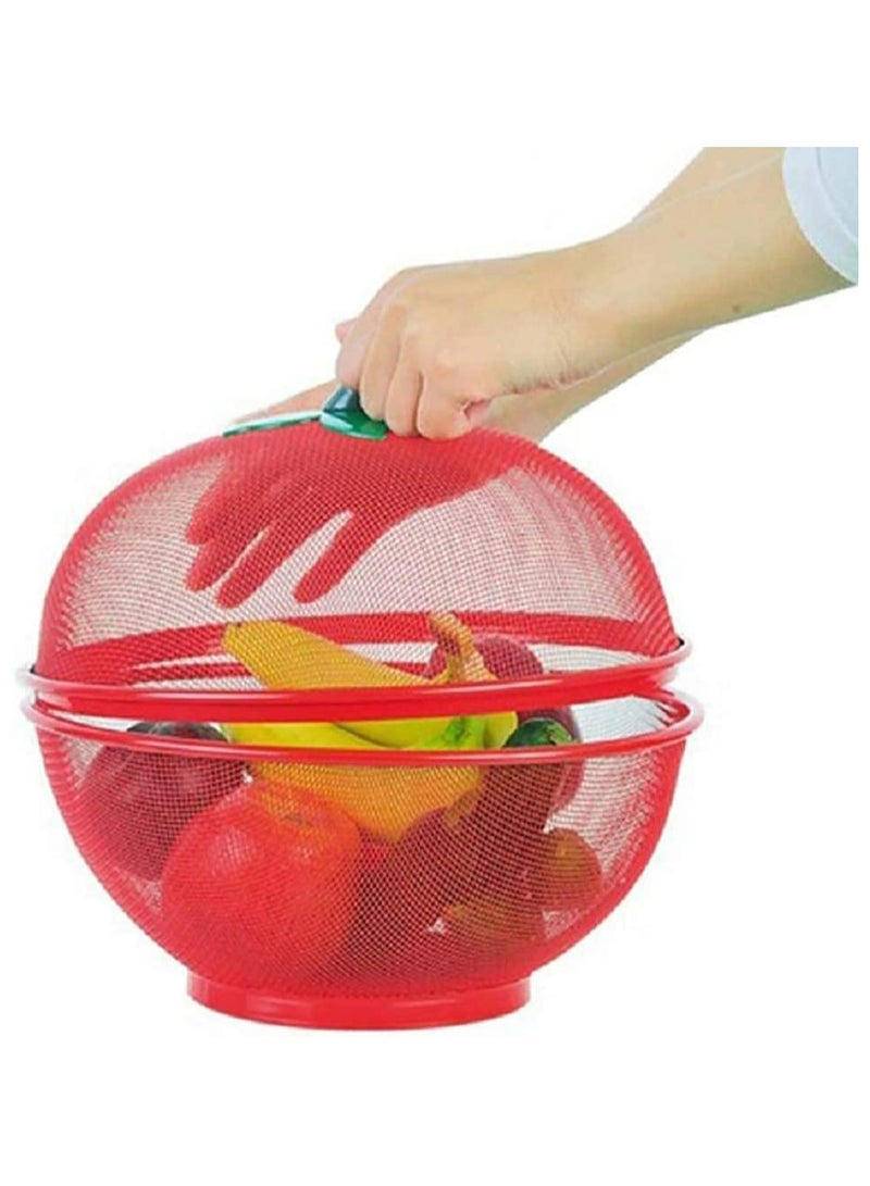 Fruit Mesh Basket Apple Shaped Metal Wire Mesh Holder Covered Fruit Bowl for Kitchen Counter Fruits Storage Drain Basket Strainers for Fruits and Vegetables Collection Basket for Fruits and Vegetables  - Image 3