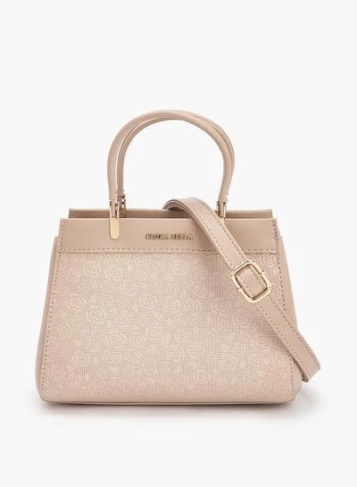Flora Bella By Shoexpress Flora Bella Logo Embossed Tote Bag with Detachable Strap