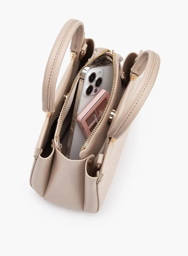 Flora Bella By Shoexpress MULTICOLOR Flora Bella Logo Embossed Tote Bag with Detachable Strap for Women | Best Price UAE