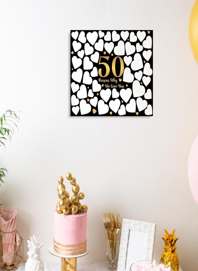 OTINGQD 50th Birthday Gifts for Women Men,50th Birthday Party Anniversary Decorations,Guest Book Alternative,50 Reasons Why We Love You Birthday Canvas Wall Art - Image 4