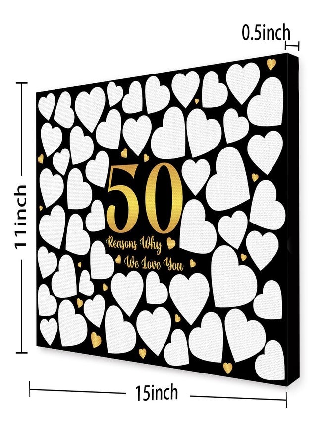 OTINGQD 50th Birthday Gifts for Women Men,50th Birthday Party Anniversary Decorations,Guest Book Alternative,50 Reasons Why We Love You Birthday Canvas Wall Art - Image 2