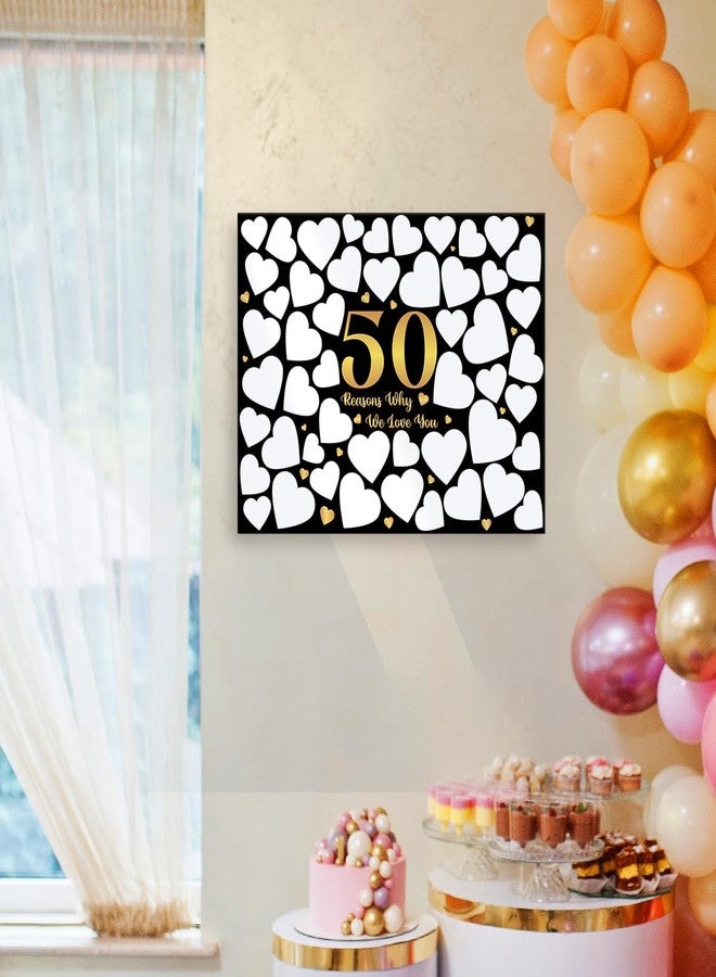 OTINGQD 50th Birthday Gifts for Women Men,50th Birthday Party Anniversary Decorations,Guest Book Alternative,50 Reasons Why We Love You Birthday Canvas Wall Art - Image 3