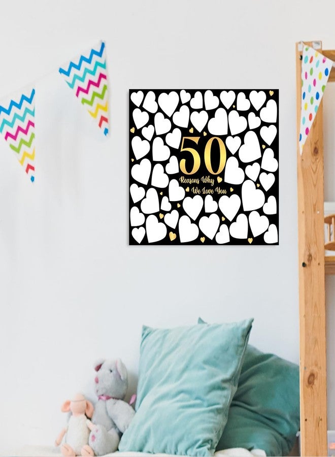 OTINGQD 50th Birthday Gifts for Women Men,50th Birthday Party Anniversary Decorations,Guest Book Alternative,50 Reasons Why We Love You Birthday Canvas Wall Art - Image 5