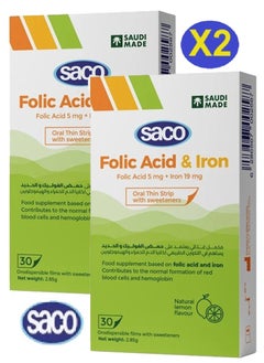 Saco 2Pack Vitamin Folic Acid and Iron Saco Slices Soluble with Natural Lemon Flavor 30 Slices  - Image 1