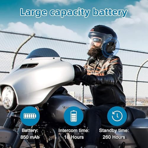MIMIRACLE V6 Pro Motorcycle Helmet Bluetooth Headset, Up to 6 Riders 2-Way 1200M IP65 Waterproof Wireless Motorbike Communication System for Dirt Bike/ATV/Off Road - Image 4