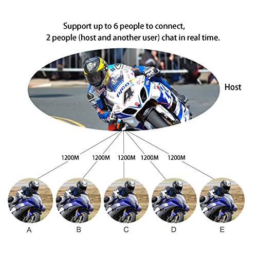 MIMIRACLE V6 Pro Motorcycle Helmet Bluetooth Headset, Up to 6 Riders 2-Way 1200M IP65 Waterproof Wireless Motorbike Communication System for Dirt Bike/ATV/Off Road - Image 3