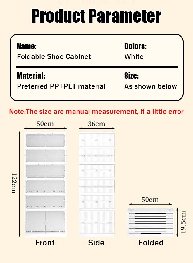 Generic No-installation folding shoe box, double-row plastic shoe cabinet, transparent magnetic door, shoe long and short boot storage box, creative shoe rack - Image 4