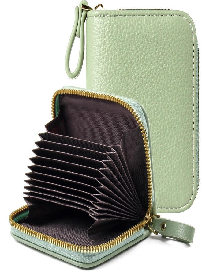 EcoVision - RFID Zipper Card Holder Small Zipper Accordion Closure Card Organizer, "Green, Único - Image 1