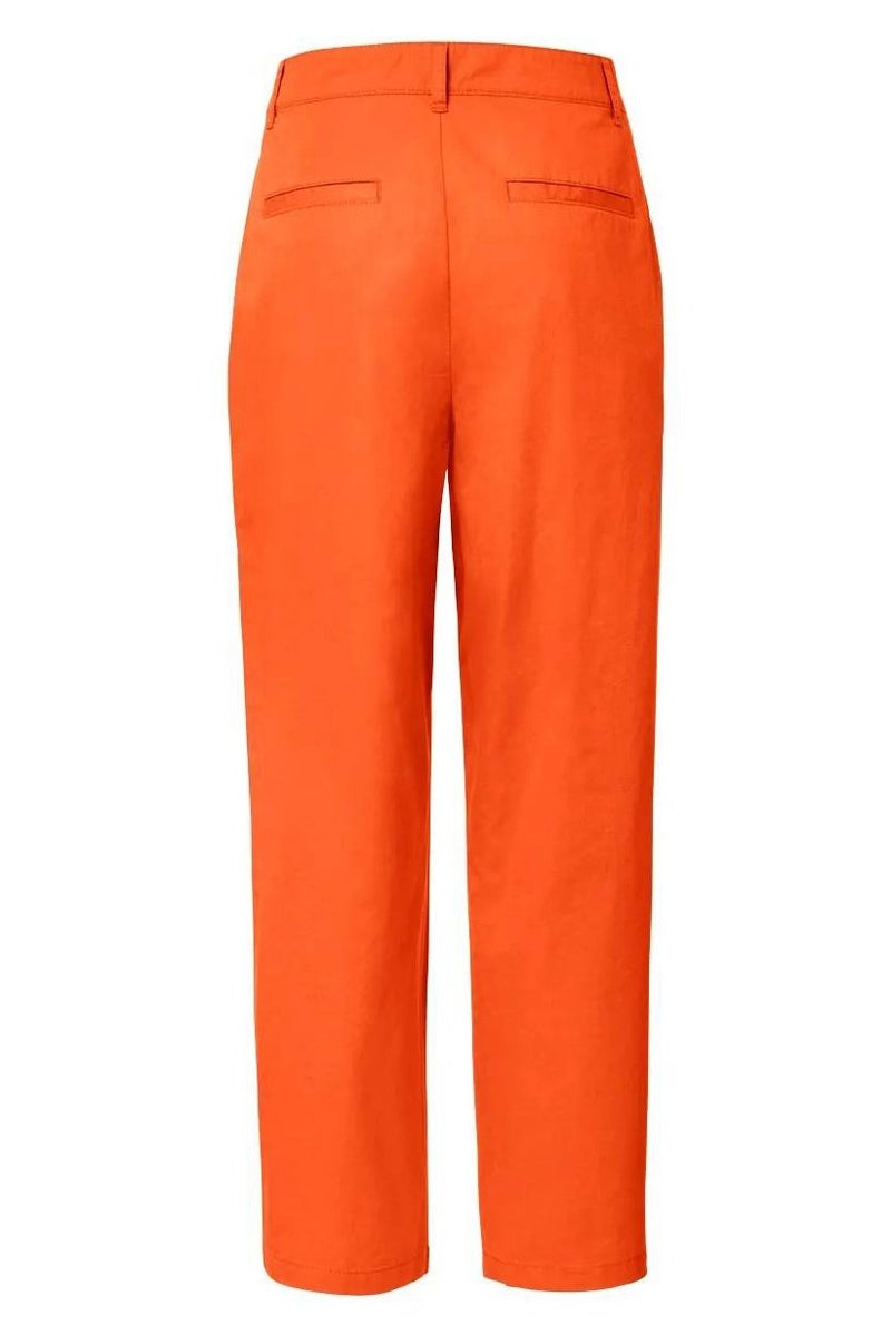 Tchibo Women Regular Fit Solid Woven Pants, Orange - Image 2
