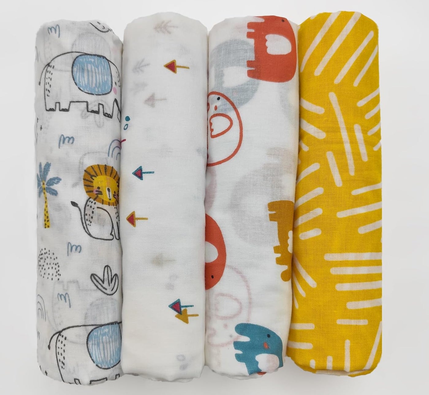 Trance Home Linen Super Ultra Soft 100% Cotton Malmal Baby Swaddle Cloth | Baby Wrap for New Born Babies | Skin Frindelly Soft Baby Towel |New Born Swaddles-(100x100 Cm, Peeples & Pine,Pack of 3)
