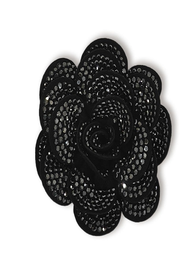 KGCGJVB Flower Brooch Black Rhinestone Rose Lapel Pins for Women Crystal Floral Brooches Pin for Dress Corsage Party Wedding Birthday Elegant Jewel Pins for Fashion Look with Box - Image 1