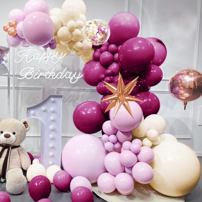 MEBAY Dusky Purple Plum and Beige Balloon Arch Kit, 156Pcs Boho Dark Purple White Balloon Garland for Birthday Party Baby Shower Bridal Wedding - Image 3