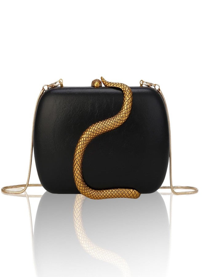 Rkrouco Clutch Purse for Women Evening Handbags Ladies Vintage Womens Crossbody Shoulder Bags PU Clutches with Detachable Chains (Black) - Image 1