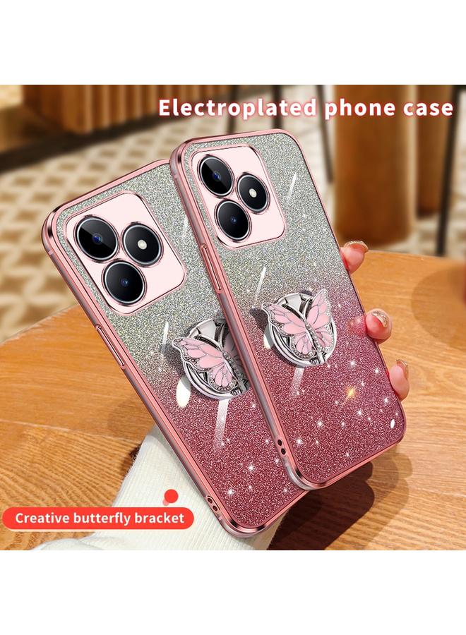 S-TOP Case For Realme C53 Plated Gradient Glitter Butterfly Holder TPU Phone Case - Image 3