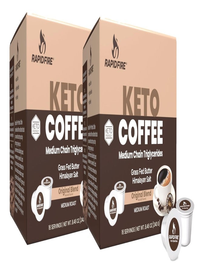 Rapid Fire Rapidfire Original Flavor High Performance Keto Coffee Pods, Supports Energy & Metabolism, Single Serve K Cup, Brown, 16 Count, 2 Pack - Image 1
