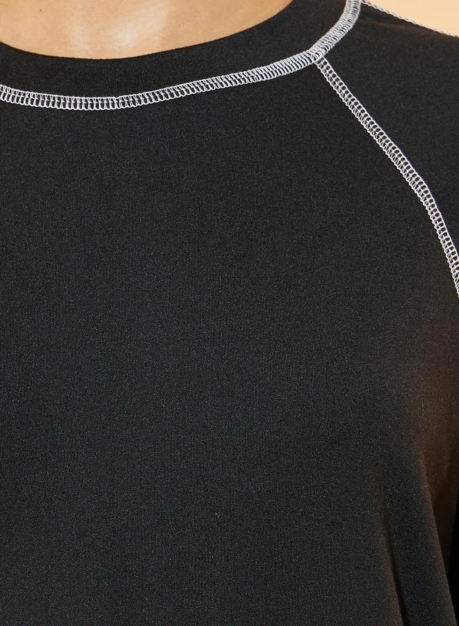 Take Two Contrast Top Stitching Raglan Sleeve T-Shirt