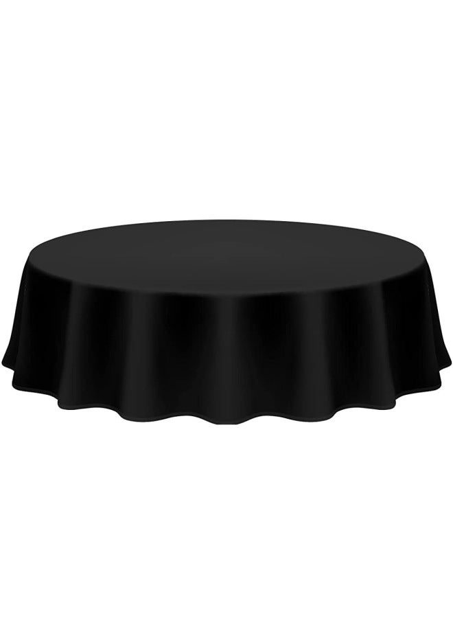 Solid Color Round Tablecloth Disposable Simple Style High-end Party Table Cover Skirt Version-Color:Black-Specifications:84 Inches/213cm - Image 1