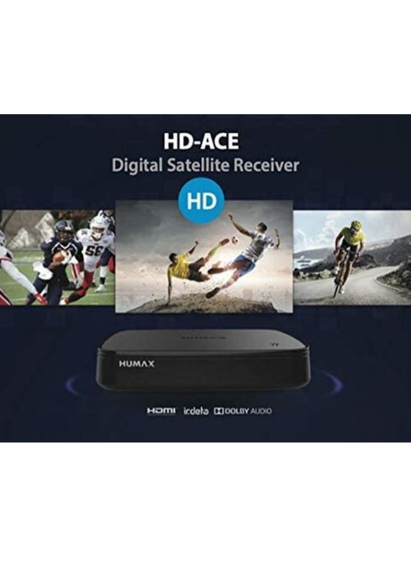 Humax - HD ACE Multi Satellite Receiver MPEG 4 HD and SD Support all FTA Channels Automatic Network Search Editing Sorting Multiple languages 5.1 Dolby Digital Sound  Black - Image 1