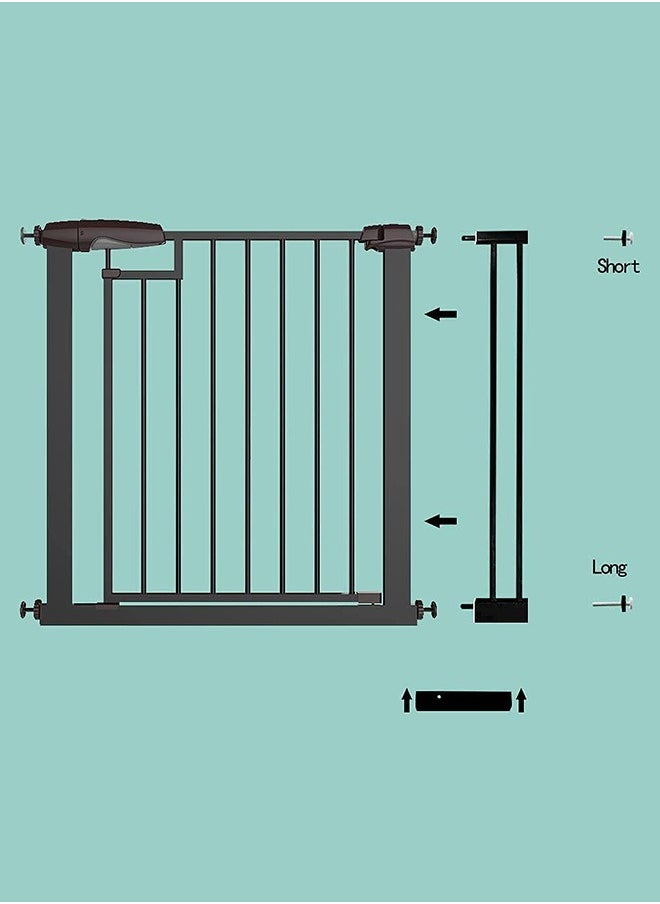 BAYBEE Baybee 75-85cm Auto Close Baby Safety Gate For Kids, Extra Tall Baby Fence Barrier Dog Gate With Easy Walk-thru Child Gate, For House, Stairs, Door- Black  - Image 4