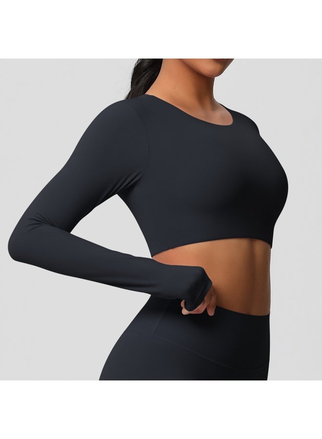 Yoga Shirts For Women Long Sleeve With Padded Fitness Running Gym Clothes Workout Dry Fit Breathable High Elastic Sports Top - Image 3