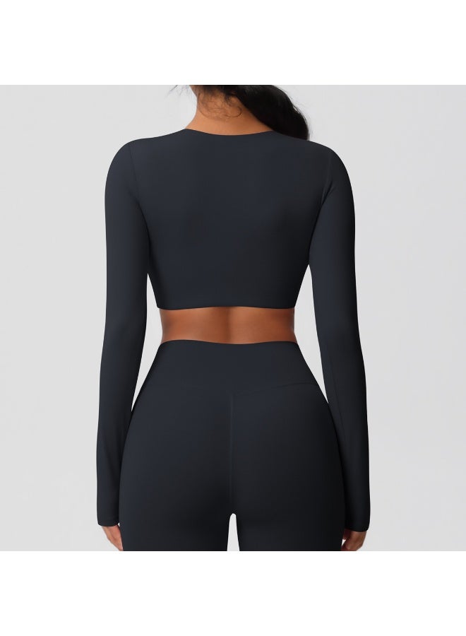 Yoga Shirts For Women Long Sleeve With Padded Fitness Running Gym Clothes Workout Dry Fit Breathable High Elastic Sports Top - Image 4