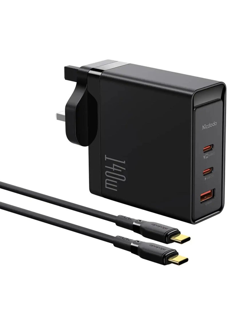 140W GaN 5 Pro Dual Type-C + USB Fast Charger (UK Plug)