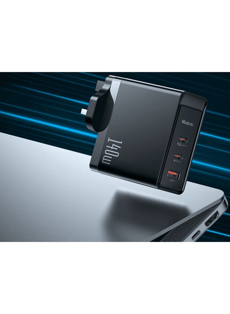 140W GaN 5 Pro Dual Type-C + USB Fast Charger (UK Plug)