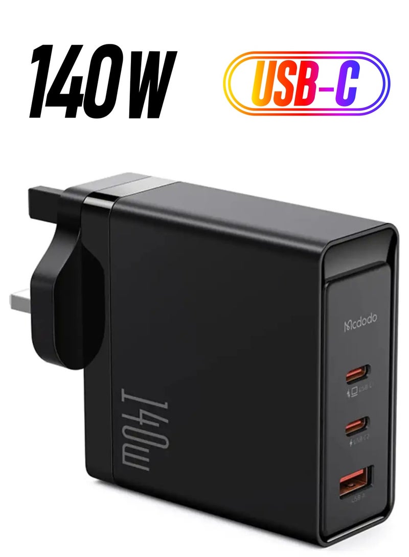 140W GaN 5 Pro Dual Type-C + USB Fast Charger (UK Plug)