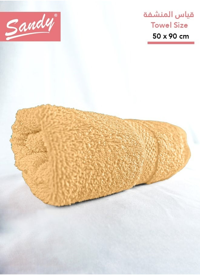 Sandy SANDY 100% Cotton Luxury Bath Towel for Hair, Hand and Face, 600 GSM Made in Egypt, Ideal for Daily Use, High Absorbent and Super Soft 90x50 cm, Camel  - Image 1