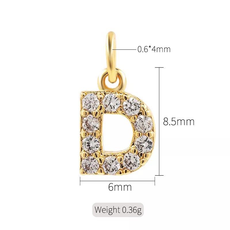 Exquisite simple micro inlaid zircon English 26 letter pendant necklace women 14k gold color pendant diy jewelry accessories H-10311（D）