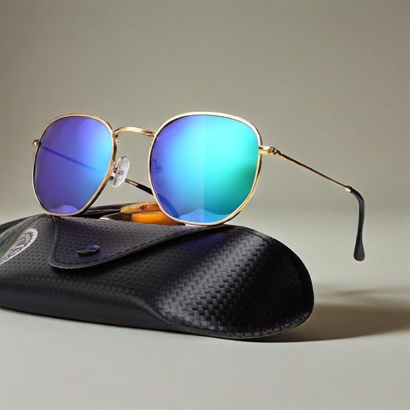 Police RB Men's Cycling Glasses Classic Polarized Lens Sunglasses Gold Framed with Blue UV Lenses - Image 1