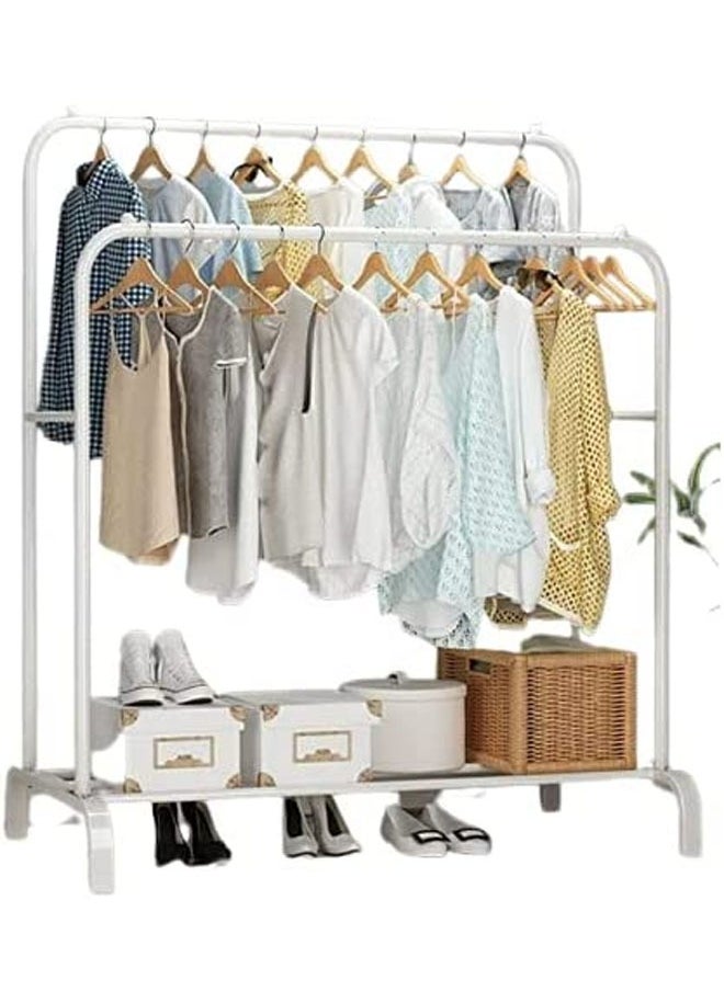 NKX Double Pole Stainless Steel Cloth Hanging Coat Stand and Shoe Rack  - Image 2