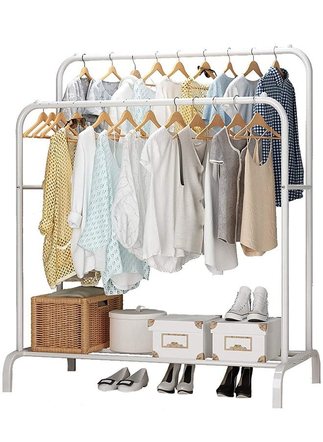 NKX Double Pole Stainless Steel Cloth Hanging Coat Stand and Shoe Rack  - Image 4