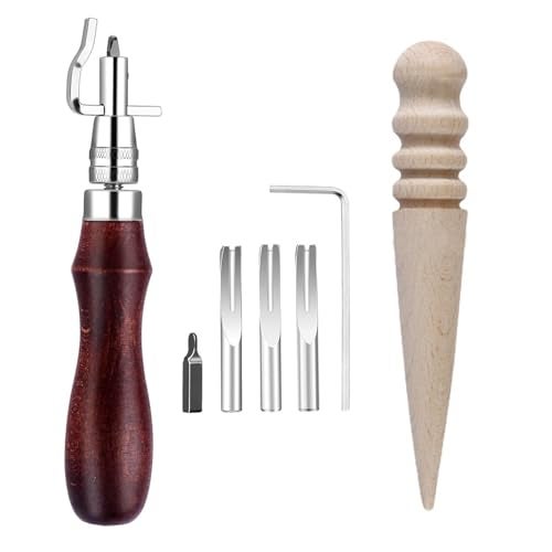 INIMAGINE 7 Pcs Tailoring Tools Set Digging Groove Tool, Edge Creaser Edge Skiver, Edge Liner, and More – Comprehensive Cobbler Tools Kit for Leather Crafting - Image 1