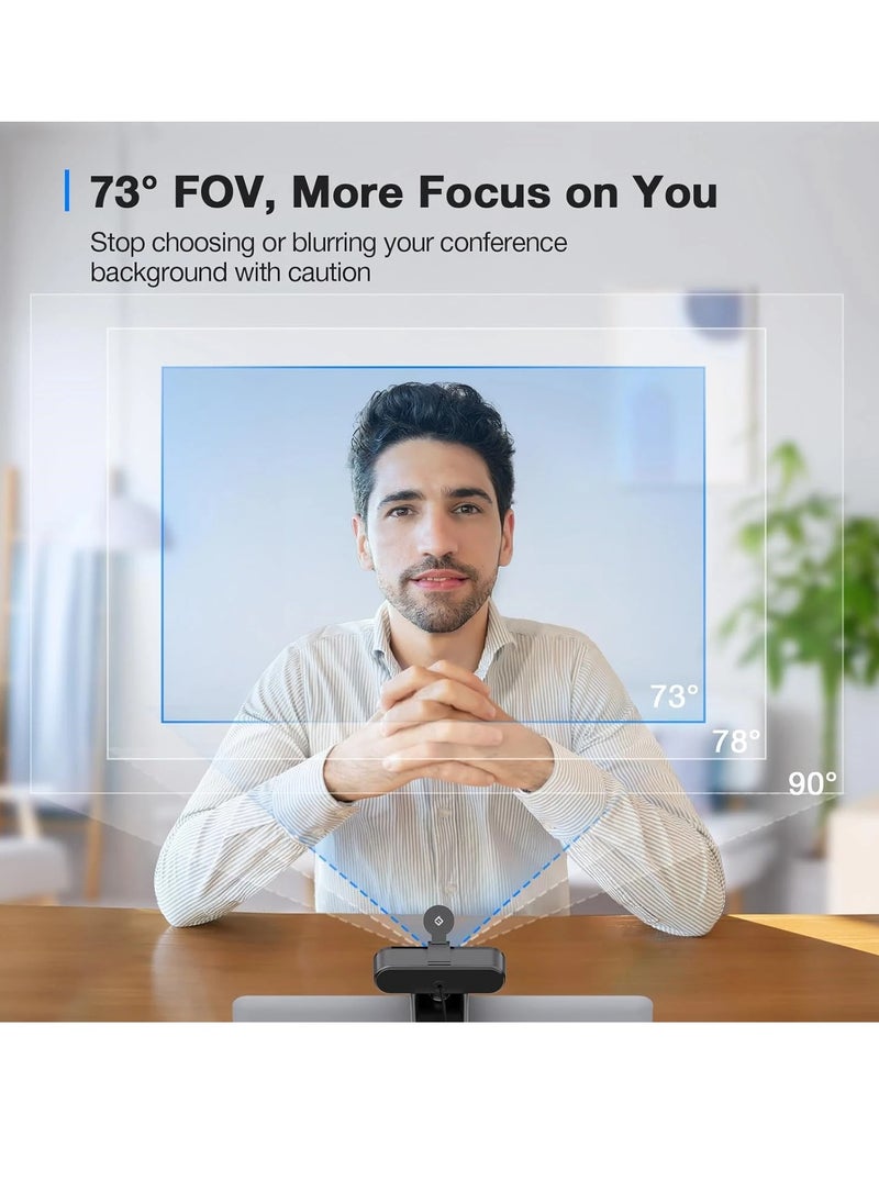 eMeet - C960 4K Webcam for PC, 4K UHD Sony Sensor, PDAF Auto Focus, Dual AI Noise-Cancelling Mics, Auto Light Correction, 73° FOV, Plug&Play Webcam w/Privacy Cover, Works w/Zoom/Teams/Skype/Google Meet - Image 1