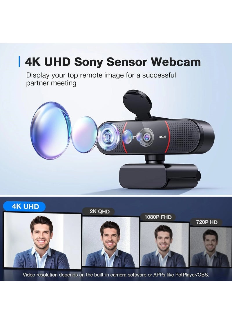 eMeet - C960 4K Webcam for PC, 4K UHD Sony Sensor, PDAF Auto Focus, Dual AI Noise-Cancelling Mics, Auto Light Correction, 73° FOV, Plug&Play Webcam w/Privacy Cover, Works w/Zoom/Teams/Skype/Google Meet - Image 1