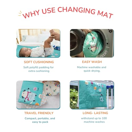 TIDY SLEEP Waterproof Diaper Changing Mat for Newborn Baby | Soft Cotton Top, Foam Cushion & Waterproof TPU Backing | Bed Protector Dry Sheet | Anti-Slip, Machine Washable | 65 x 45 cm - Image 5