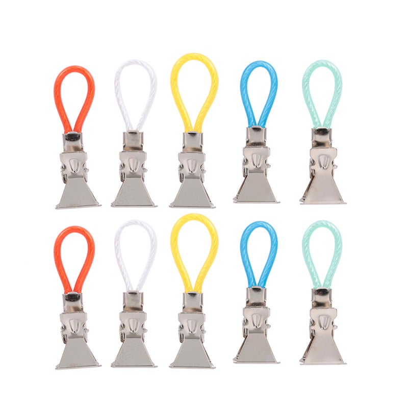 Tea Towel Clip 10-Piece Multicolor Anti-Rust Stainless Steel - Strong Profiled Teeth Towel Clip for Kitchen Cloth Hanging, Bag Sealing - Image 4