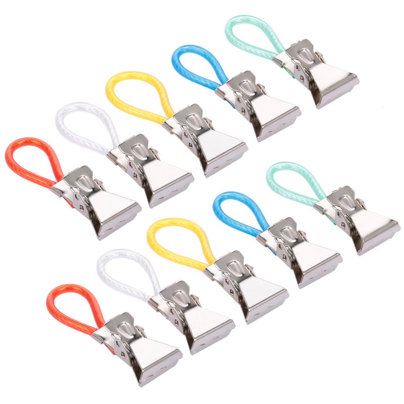 Tea Towel Clip 10-Piece Multicolor Anti-Rust Stainless Steel - Strong Profiled Teeth Towel Clip for Kitchen Cloth Hanging, Bag Sealing - Image 5