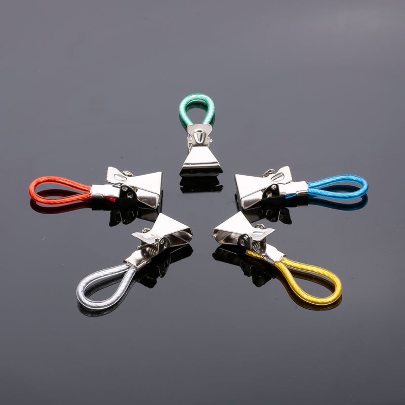 Tea Towel Clip 10-Piece Multicolor Anti-Rust Stainless Steel - Strong Profiled Teeth Towel Clip for Kitchen Cloth Hanging, Bag Sealing - Image 3