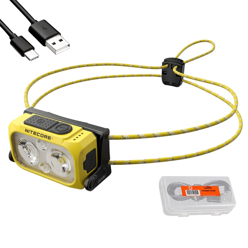 NITECORE NITECORE NU25 400 UL Ultra Lightweight Headlamp, 400 Lumen USB-C Rechargeable with Lumentac Organizer for Back Packing, Camping and Running (Yellow)  - Image 1