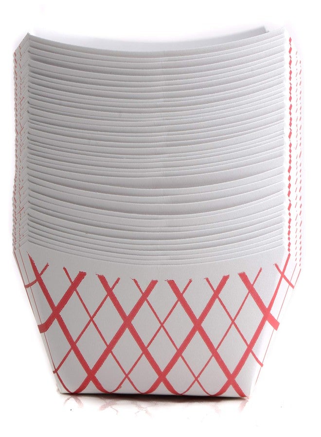 EcoQuality 100ct Disposable Paper Food Tray (1/4 LB) - Red Check Food Tray, USA MADE, Recyclable, Biodegradable, Compostable, Great for Picnics, Carnivals, Party, Camping, BBQ, Restaurants, Fries (0.25lb) - Image 1