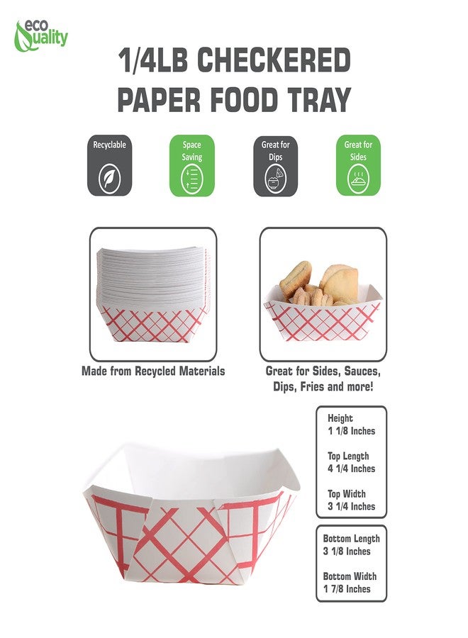 EcoQuality 100ct Disposable Paper Food Tray (1/4 LB) - Red Check Food Tray, USA MADE, Recyclable, Biodegradable, Compostable, Great for Picnics, Carnivals, Party, Camping, BBQ, Restaurants, Fries (0.25lb) - Image 3