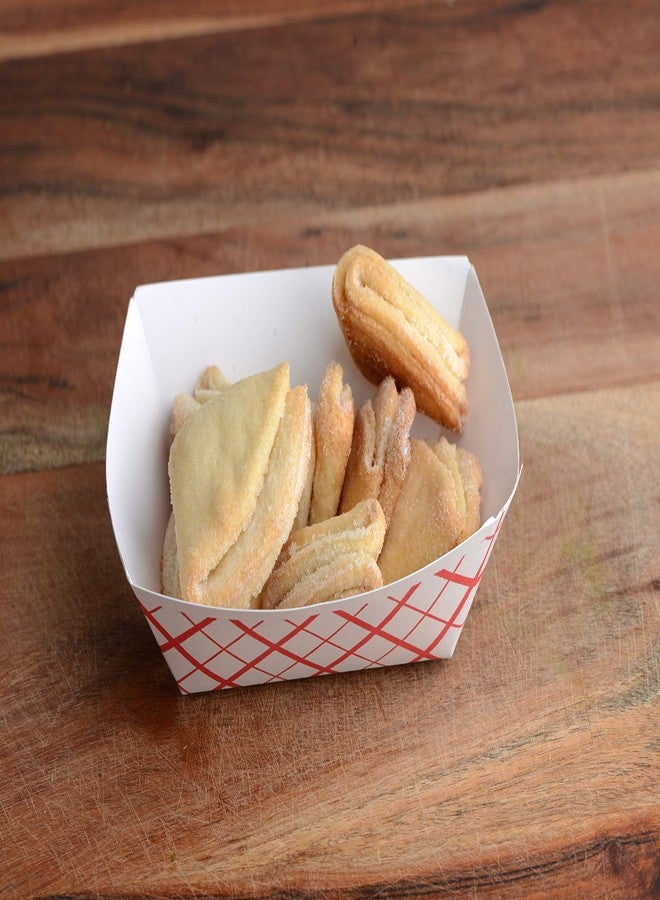 EcoQuality 100ct Disposable Paper Food Tray (1/4 LB) - Red Check Food Tray, USA MADE, Recyclable, Biodegradable, Compostable, Great for Picnics, Carnivals, Party, Camping, BBQ, Restaurants, Fries (0.25lb) - Image 5