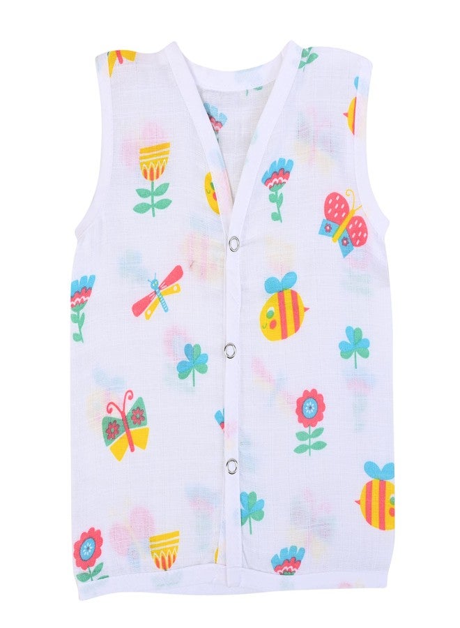 MumsLap Organic Cotton Muslin Dragon Fly Jabla & Short Set For Newborn Baby Boys & Girls | Summerwear Jabala | Sleeveless Vest | Casual Clothing 0-3 Months - Image 2