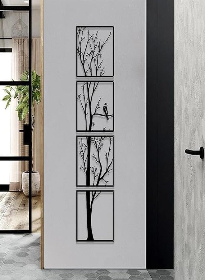 MOSCOW Wings Vertical Tree Wall Art Set Of 4 | Modern Black MDF Wall Hanging For Home Living Room Bedroom Hall Decoration - Image 4