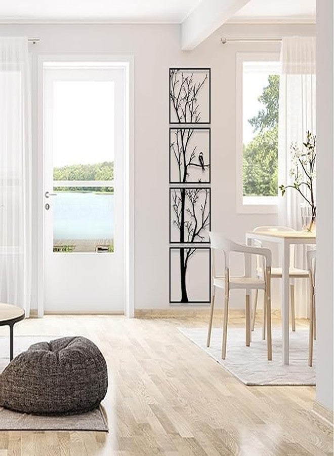 MOSCOW Wings Vertical Tree Wall Art Set Of 4 | Modern Black MDF Wall Hanging For Home Living Room Bedroom Hall Decoration - Image 5