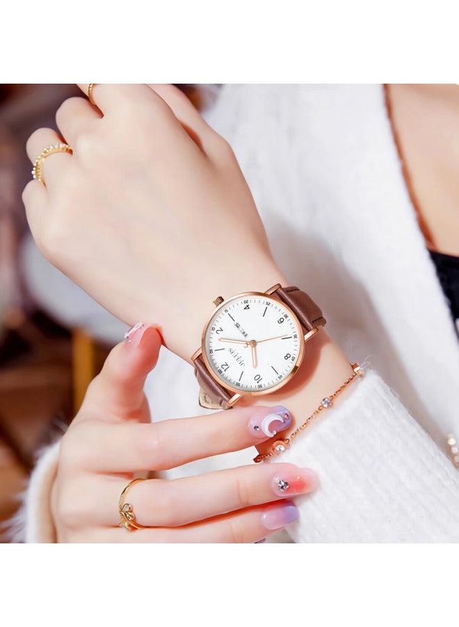 Julius Women's Watch New Style For Junior High School And High School Students, Girls' Exam Calendar Quartz Watch Brown Ja-1516lc - Image 4