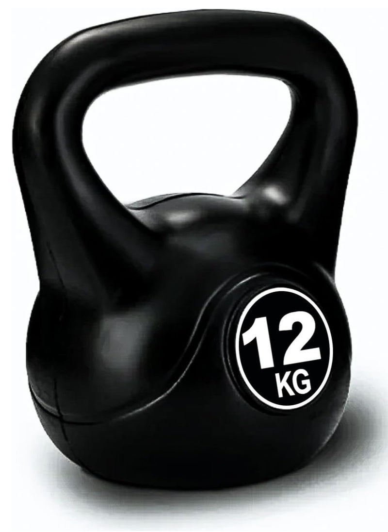 Sky Land Black Kettlebell Weights, Strength Training Kettlebell Dumbbell For Weightlifting- 12kg  - Image 1